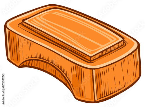 Orange rectangular object hand drawn illustration, with three dimensional style