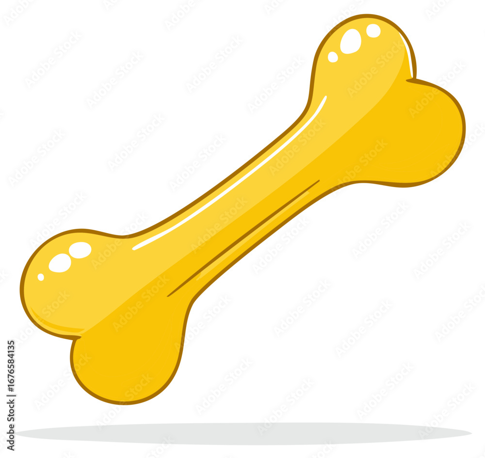 Fototapeta premium A simple bright yellow cartoon bone illustration perfect for pet food packaging designs or playful animal themed projects