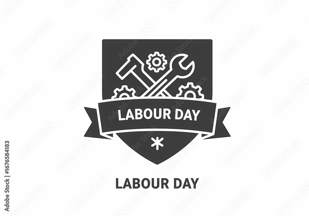 Fototapeta premium Labor Day Badge Celebratory Design for Workers on transparent background
