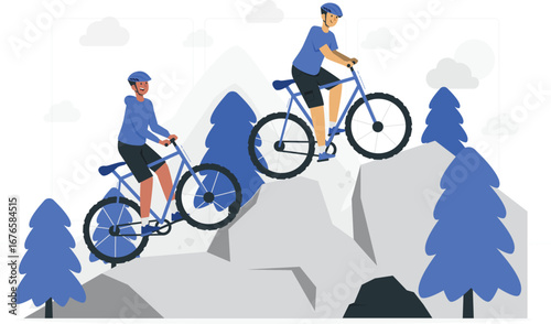 Dynamic mountain bike rider in action