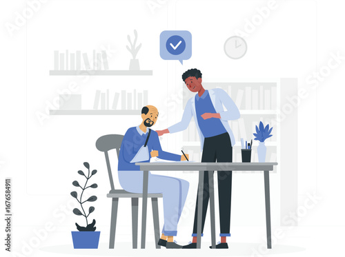 Occupational therapy patient support illustration