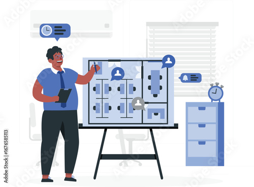 Office management team collaboration illustration