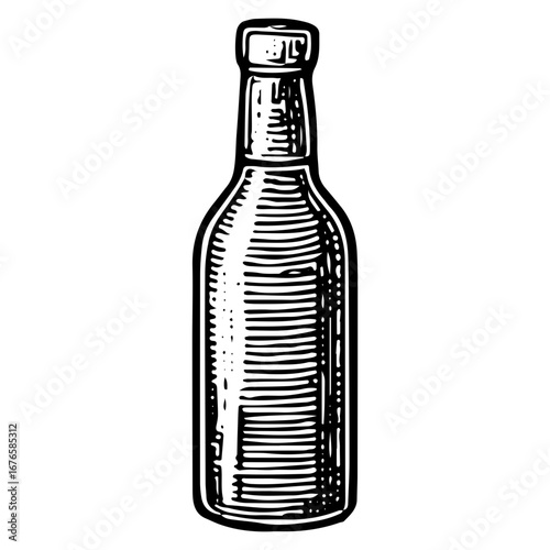 Vintage Beer Bottle for Cocktail Bar Illustration Art