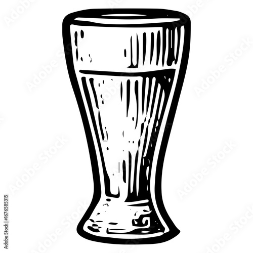 Foamy Beer Pint Glass for Bar Beverage Illustration