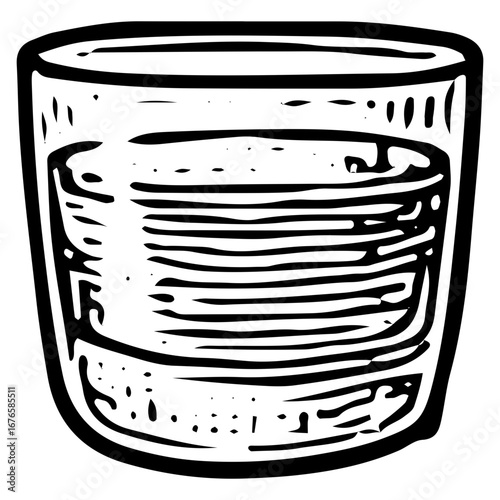 Chilled Whiskey Glass for Cocktail Bar Beverage Sketch
