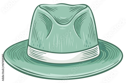 Green Trilby Hat with Ribbon Band Classic Style Dress Hat Fashion Accessory Headwear