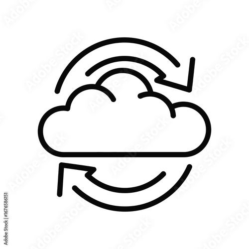 Cloud Synchronization Icon: Illustrating the dynamic exchange of data, a graphic rendering showcases a cloud paired with arrows in a visually clear, simple style.