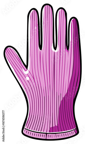 Vibrant pink protective cleaning glove illustration perfect for household chores and safety