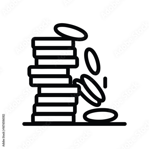 Coin Pile Icon: An animated graphic of a pile of coins, representing wealth, investment, and economic growth. The image conveys a sense of financial abundance, stability.
