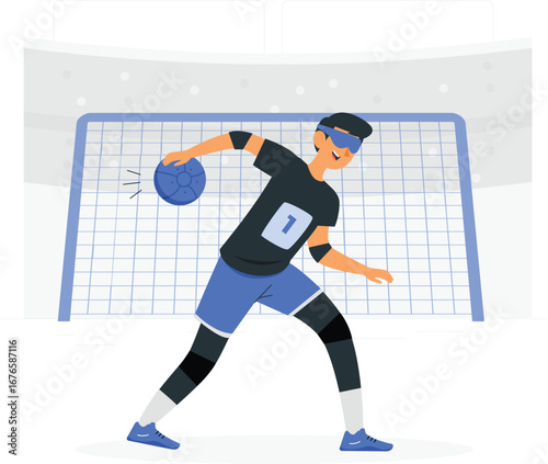 Paralympic goalball player and rafiki character design