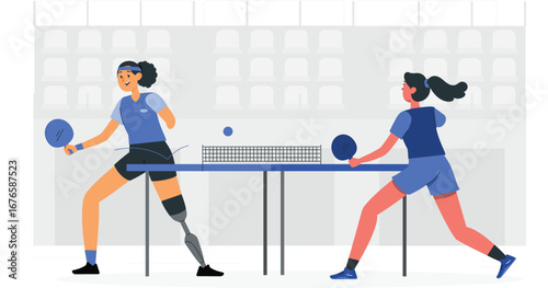 Paralympic table tennis player rafiki illustration