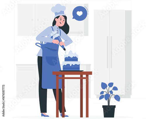 Whimsical pastry chef character illustration