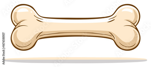 Cartoon dog bone illustration with rounded ends and a light brown outline