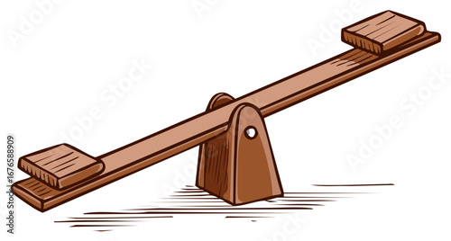 Wooden Seesaw Balance Scale Playground Teeter Totter Toy Illustration