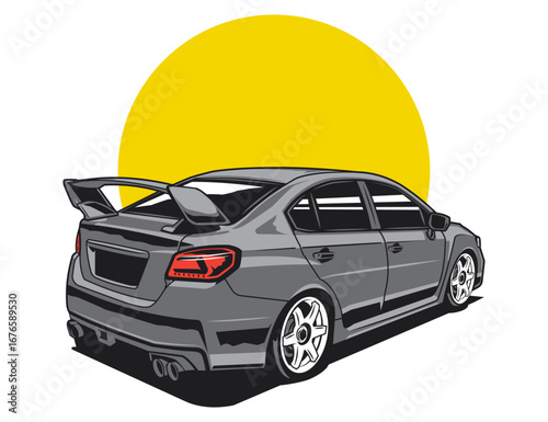 modified car design vector graphic illustration with aerodynamic shapes idea