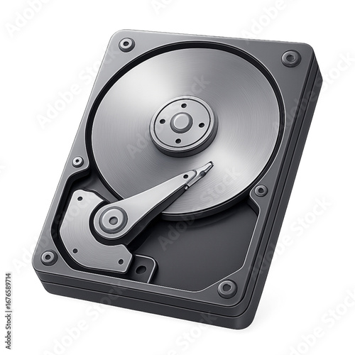Computer Hard Drive Data Storage System Closeup Illustration