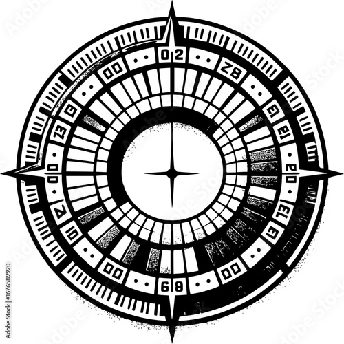 Abstract Compass Rose Vector – Modern Nautical Navigation Mandala Art