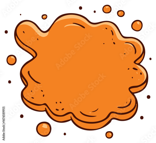 Hand drawn vibrant orange liquid blob splash doodle illustration