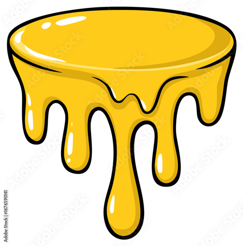 Viscous yellow liquid dripping in cartoon style