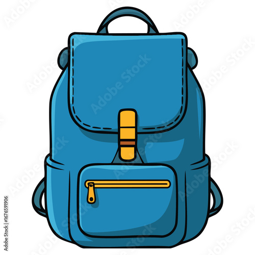 Bagpack cartoon icon isolated on a white background. Vector illustration of travel bag design, perfect for education, school, and cartoon style accessory visuals.