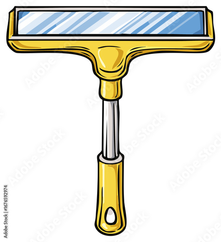 Yellow cartoon illustration of a window squeegee for cleaning