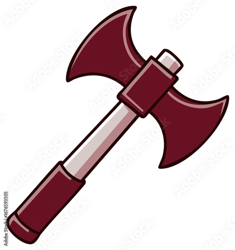 Stylized double headed medieval battle axe illustration vector graphic