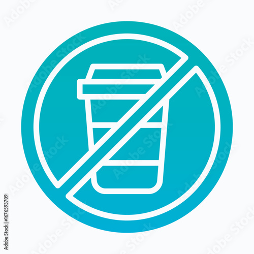 No Drink Or Coffee Allowed Sign Vector Icon, Isolated Vector Silhouette gradient Style Icon,