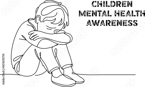 depression child line art 