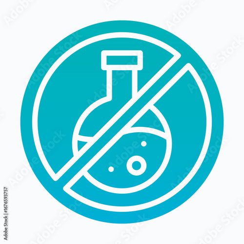 No Chemical, No Glassware, No Flask, No Toxic Liquids Sign Vector Icon, Isolated Vector Silhouette gradient Style Icon,