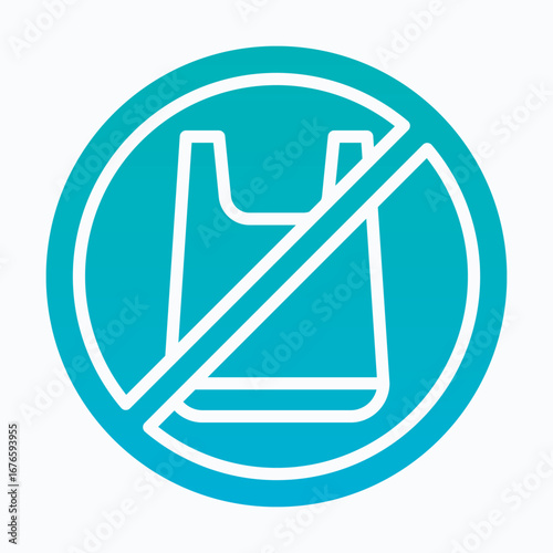 No Plastic Bag Forbidden Sign Vector Icon, Isolated Vector Silhouette Gradient Style Icon,