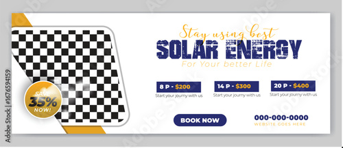 Solar energy panel and power saving Facebook cover or social media banner design