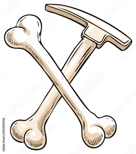 Crossed bones and pickaxe vector illustration
