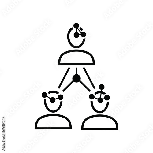 Network of Communication: A minimalist vector graphic illustration representing interconnected individuals, symbolizing communication and collaboration.