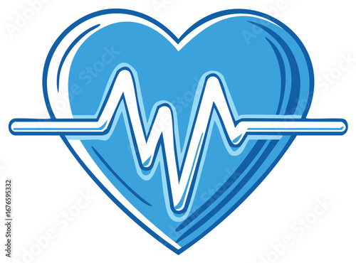 Blue Heart with EKG Line Medical Symbol