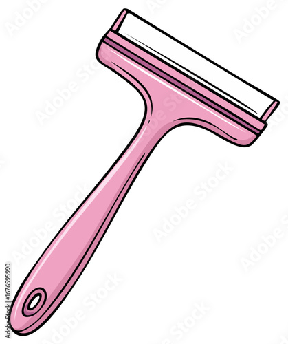 Pink Squeegee Cleaning Tool Illustration Cartoon Style for Glass Surfaces Windows and Mirrors