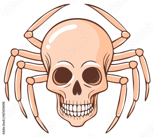 Creepy Skull Spider Hybrid a Halloween Fantasy Nightmare Concept Illustration for Spooky Design projects