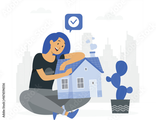 Charming tiny house illustration with rafiki theme