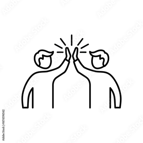 Collaborative High Five: Two figures in an iconic outline give a high-five, encapsulating themes of friendship, support and unity. 