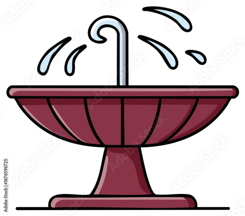 Burgundy Fountain with Water Gushing, Fresh and Relaxing Design