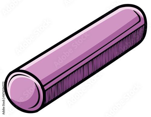 Illustration of Pink Chalk Stick, Colored Pencil Drawing, Rectangular Crayon