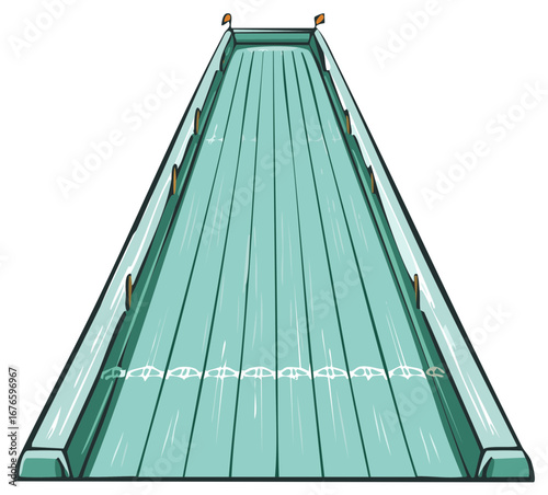 Whimsical Water Slide Aqua Fun Cartoon Illustration Amusement Park Attraction