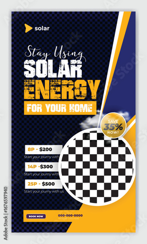 Solar energy panel and power saving Flyer and poster design