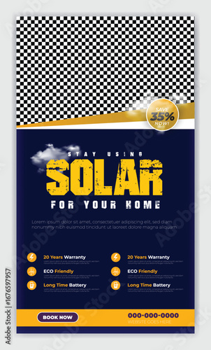 Solar energy panel and power saving Flyer and poster design