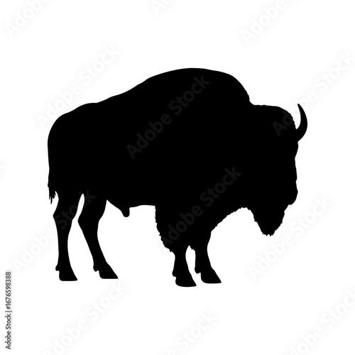 3000 by 3000Buffalo silhouette icon vector flat illustration on white background.