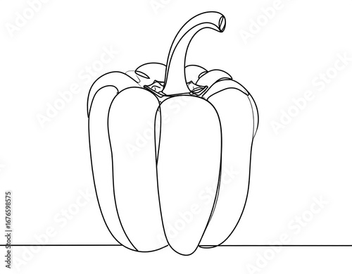 Single-Line Drawing of a Bell Pepper.