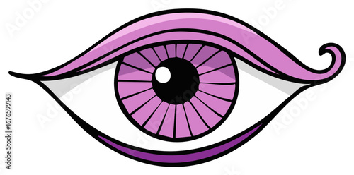 Mystical eye graphic with vibrant purple iris and elegant outline