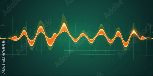 An EKG heartbeat pulse cardiogram graphic with a heart shape on a blue medical monitor