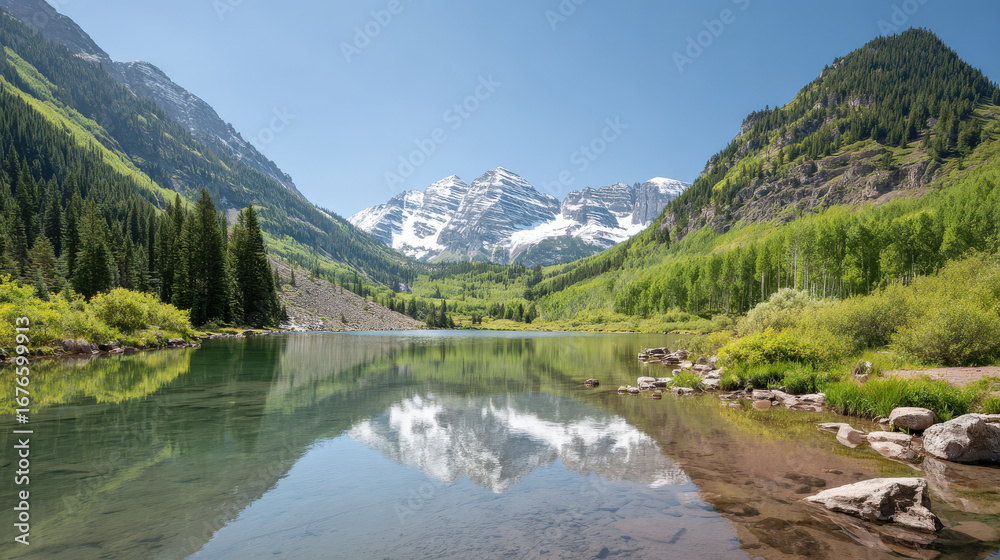 Naklejka premium explore breathtaking summer landscapes and nature across all states in usa featuring stunning mountain lakes and