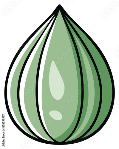 Abstract illustration of a green drop shape, digital art