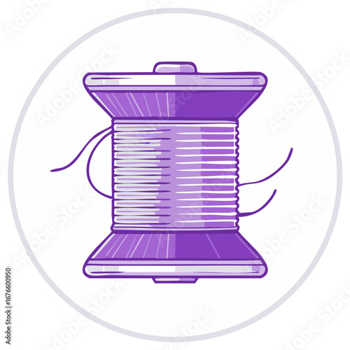 Purple Thread Spool Sewing Craft Design Icon Threading Handiwork Hobby Supply